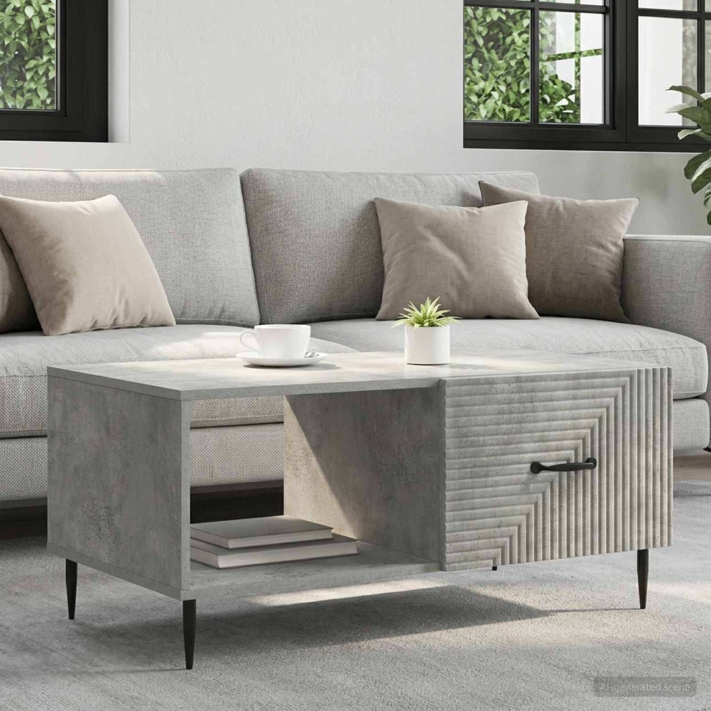 Couchtisch Betongrau 90 x 50 x 40 cm Holzwerkstoff