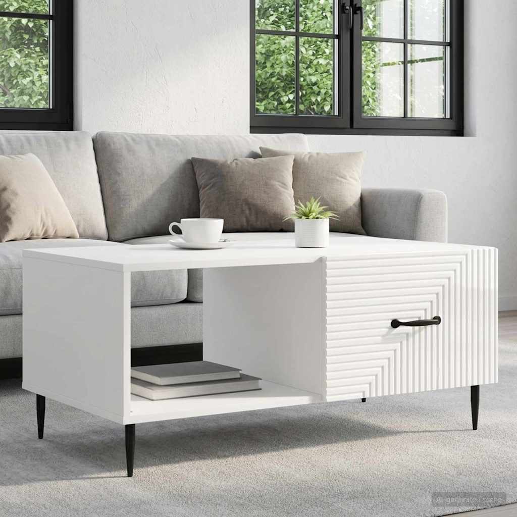 Couchtisch Hochglanz Weiß 90 x 50 x 40 cm Holzwerkstoff