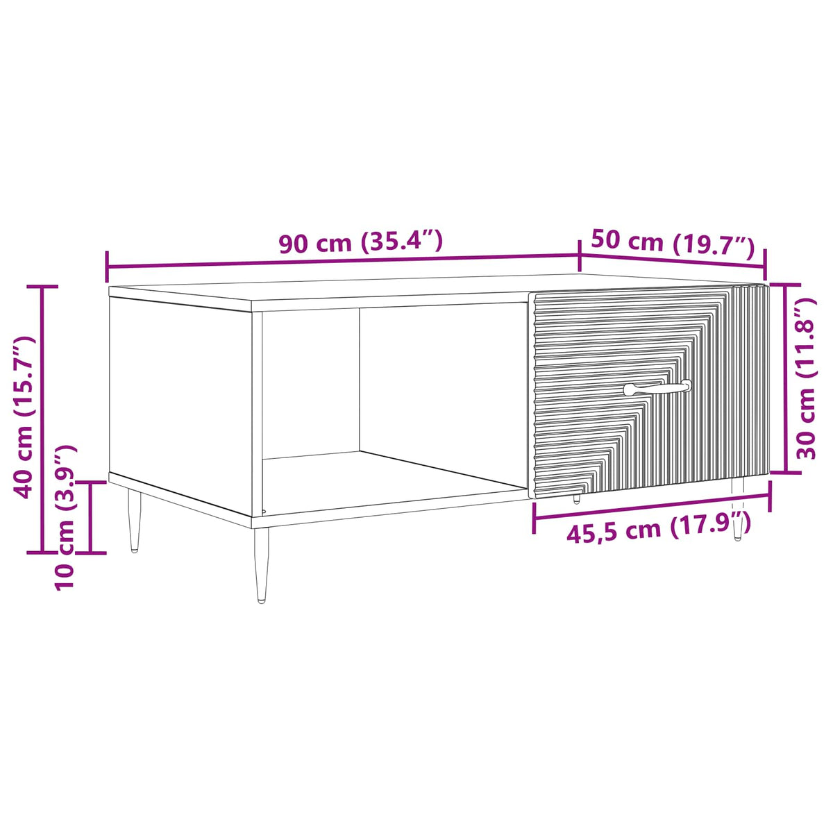 Couchtisch Artisan-Eiche 90 x 50 x 40 cm Holzwerkstoff