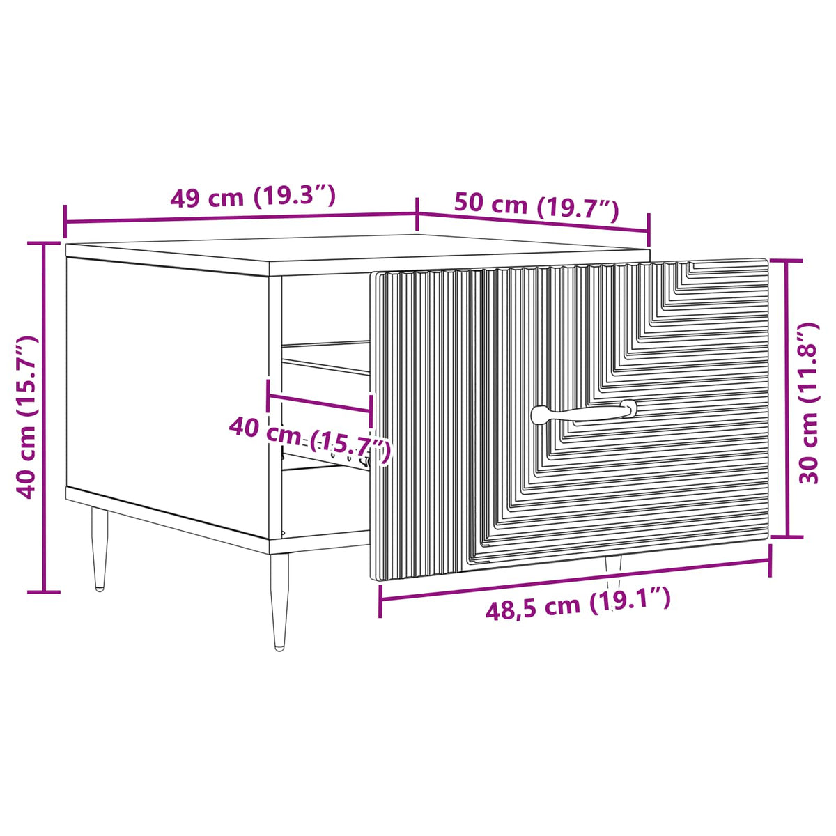 Couchtisch mit Schubladen Weiß 49 x 50 x 40 cm Holzwerkstoff