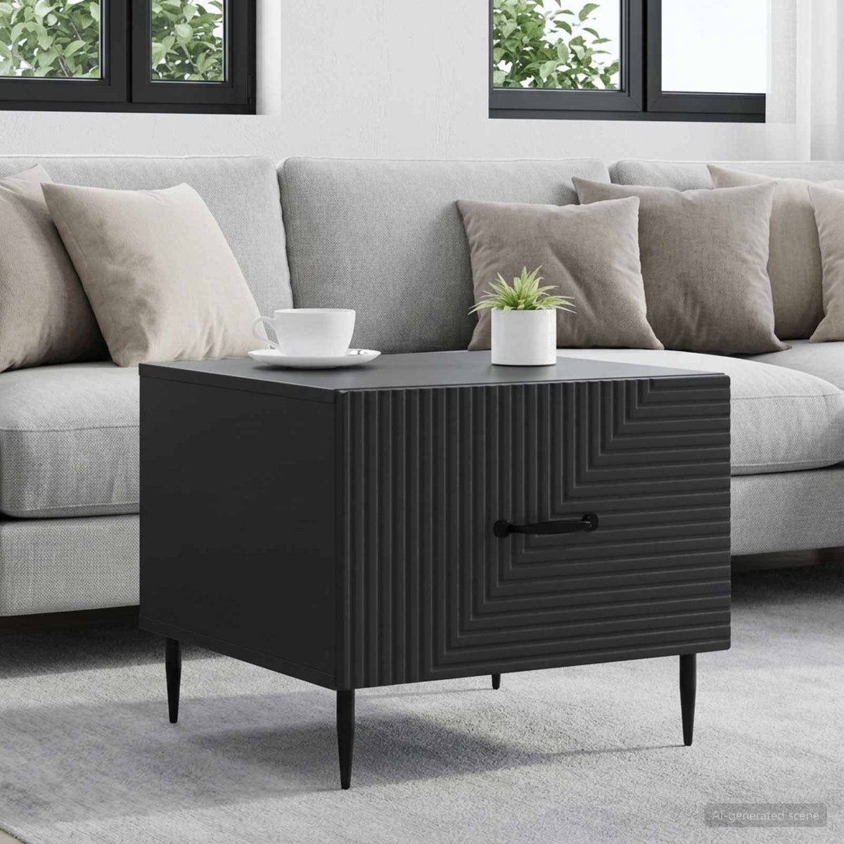 Couchtisch mit Schubladen Schwarz 49 x 50 x 40 cm Holzwerkstoff