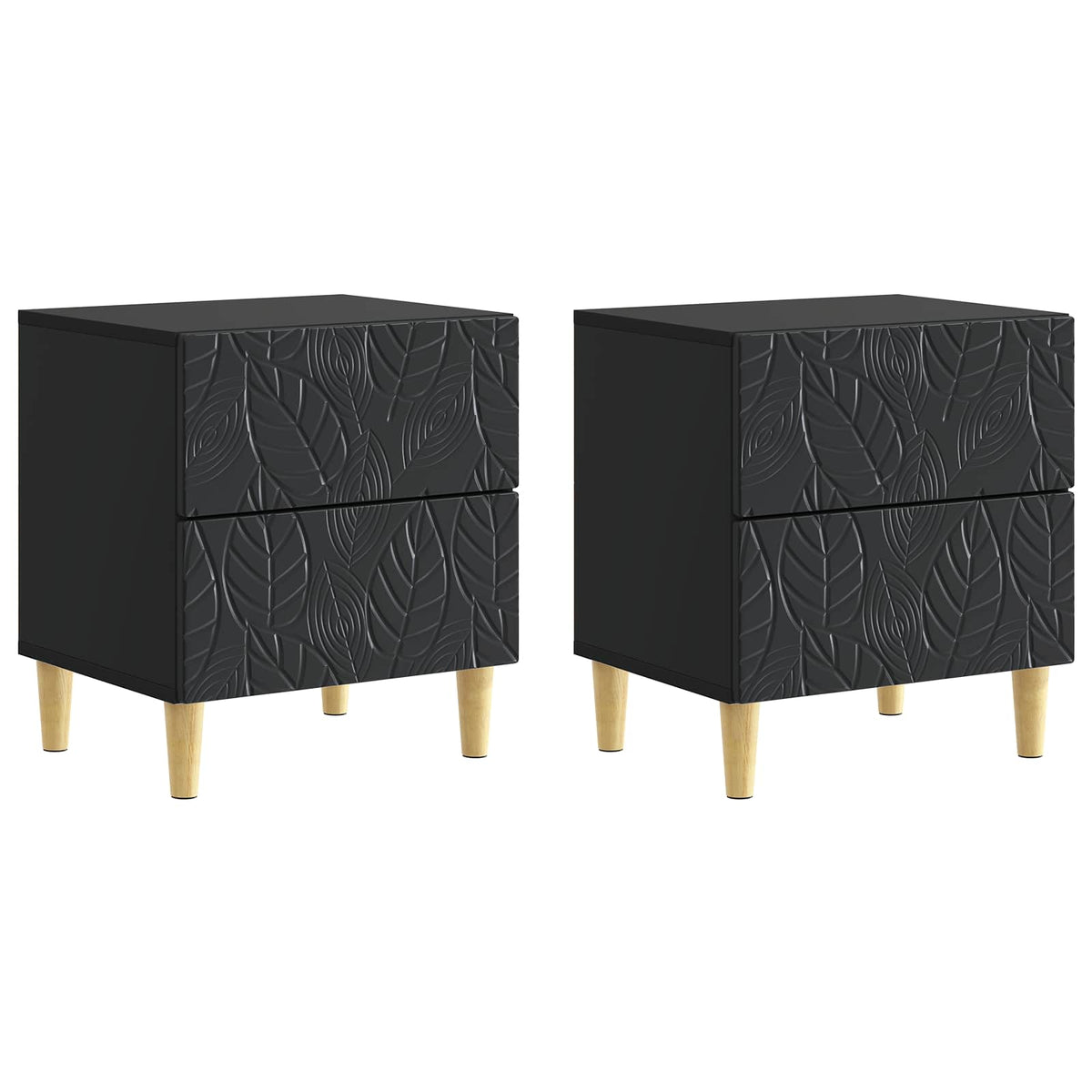 Nachttisch 2 stk. Schwarz 43 x 34,5 x 48 cm Holzwerkstoff
