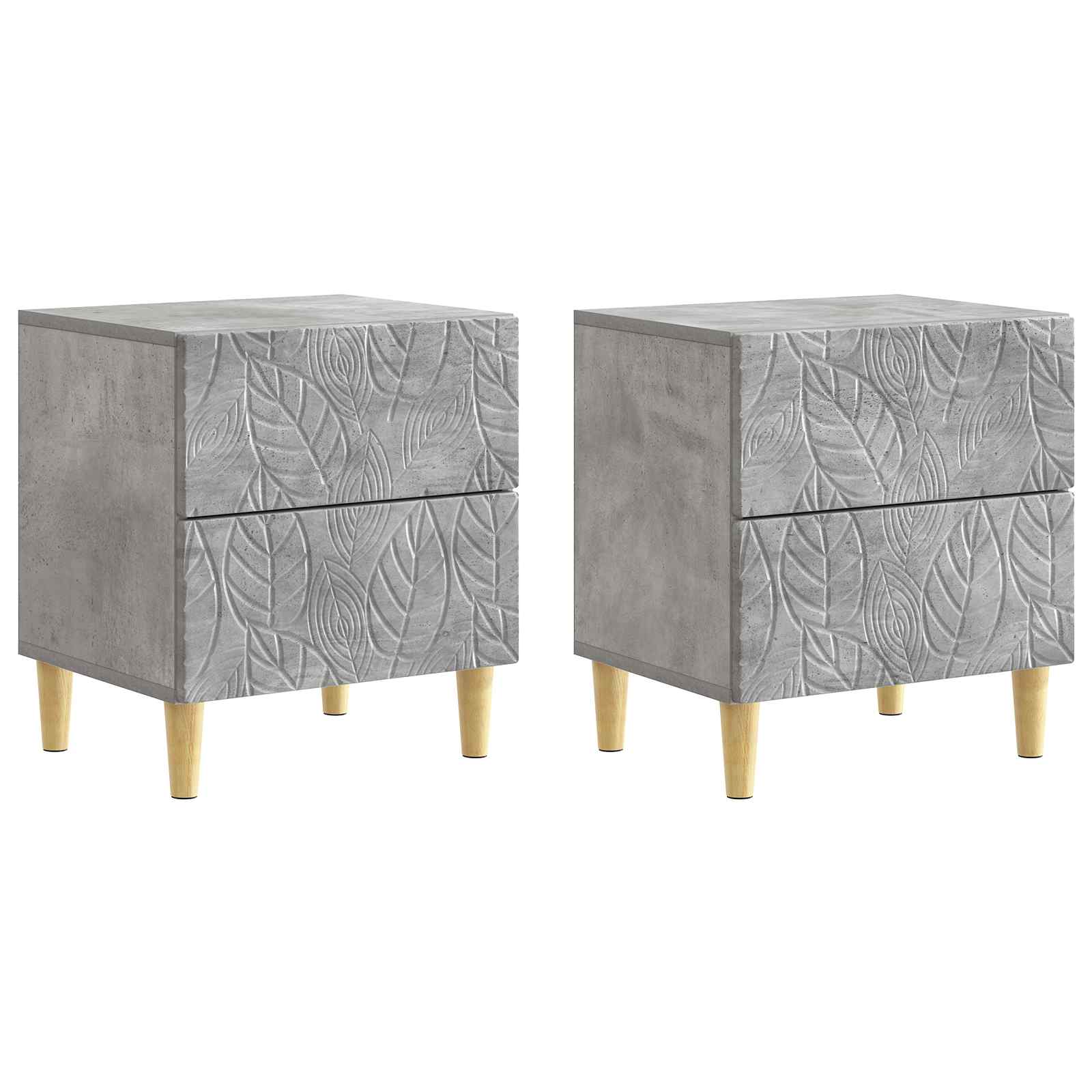 Nachttisch 2 stk. Betongrau 43 x 34,5 x 48 cm Holzwerkstoff