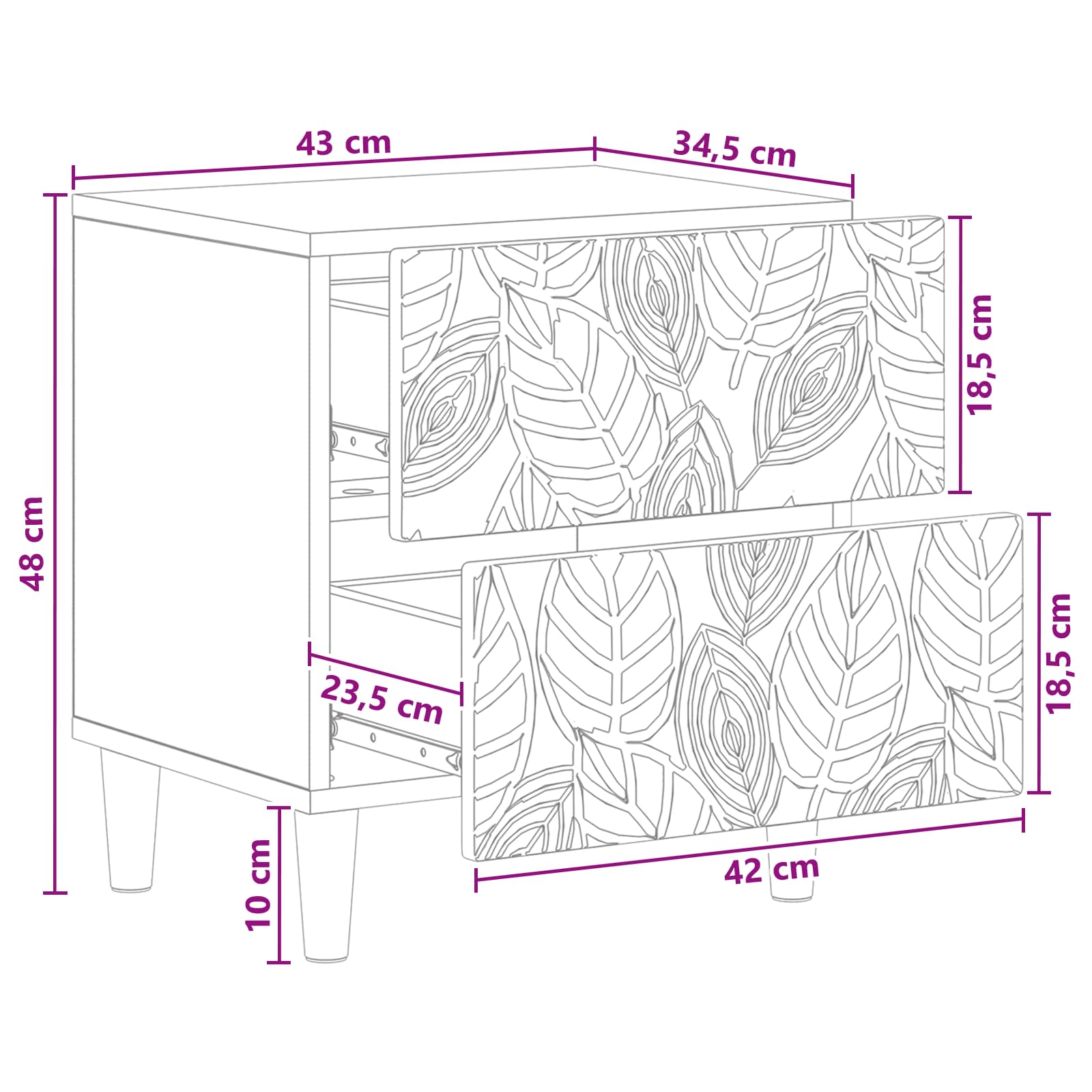 Nachttisch 2 stk. Grau Sonoma 43 x 34,5 x 48 cm Holzwerkstoff