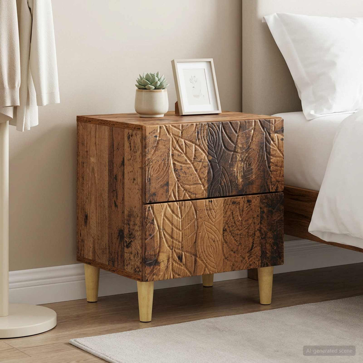 Nachttisch 2 stk. Altholz 43 x 34,5 x 48 cm Holzwerkstoff