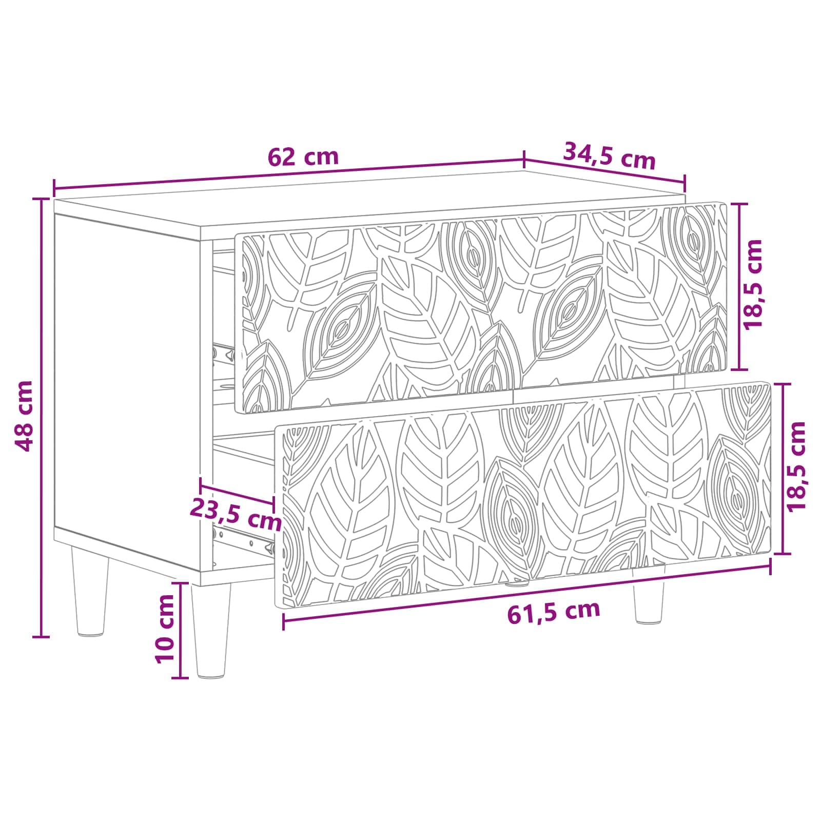 Nachttisch Betongrau 62 x 34,5 x 48 cm Holzwerkstoff