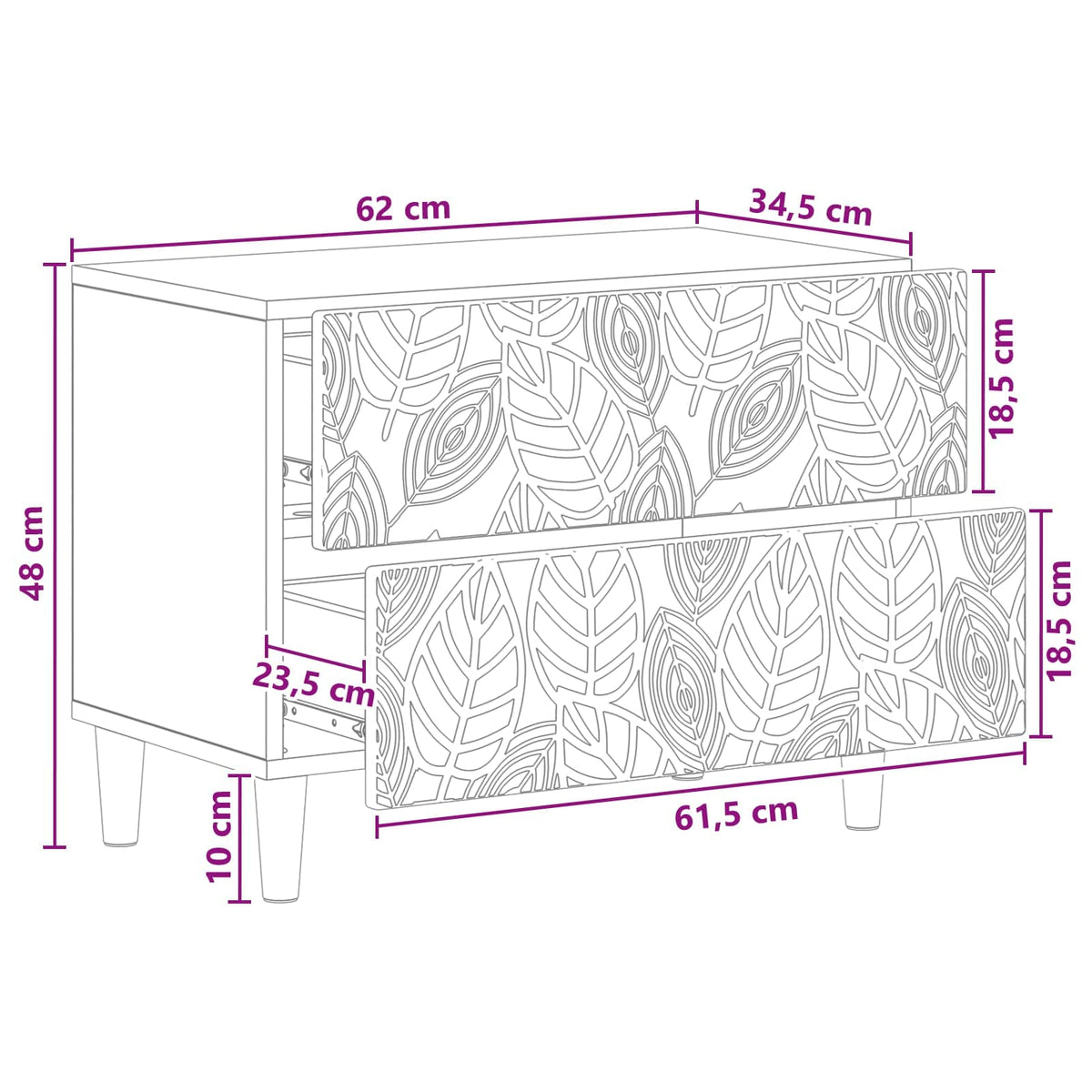 Nachttisch Artisan-Eiche 62 x 34,5 x 48 cm Holzwerkstoff