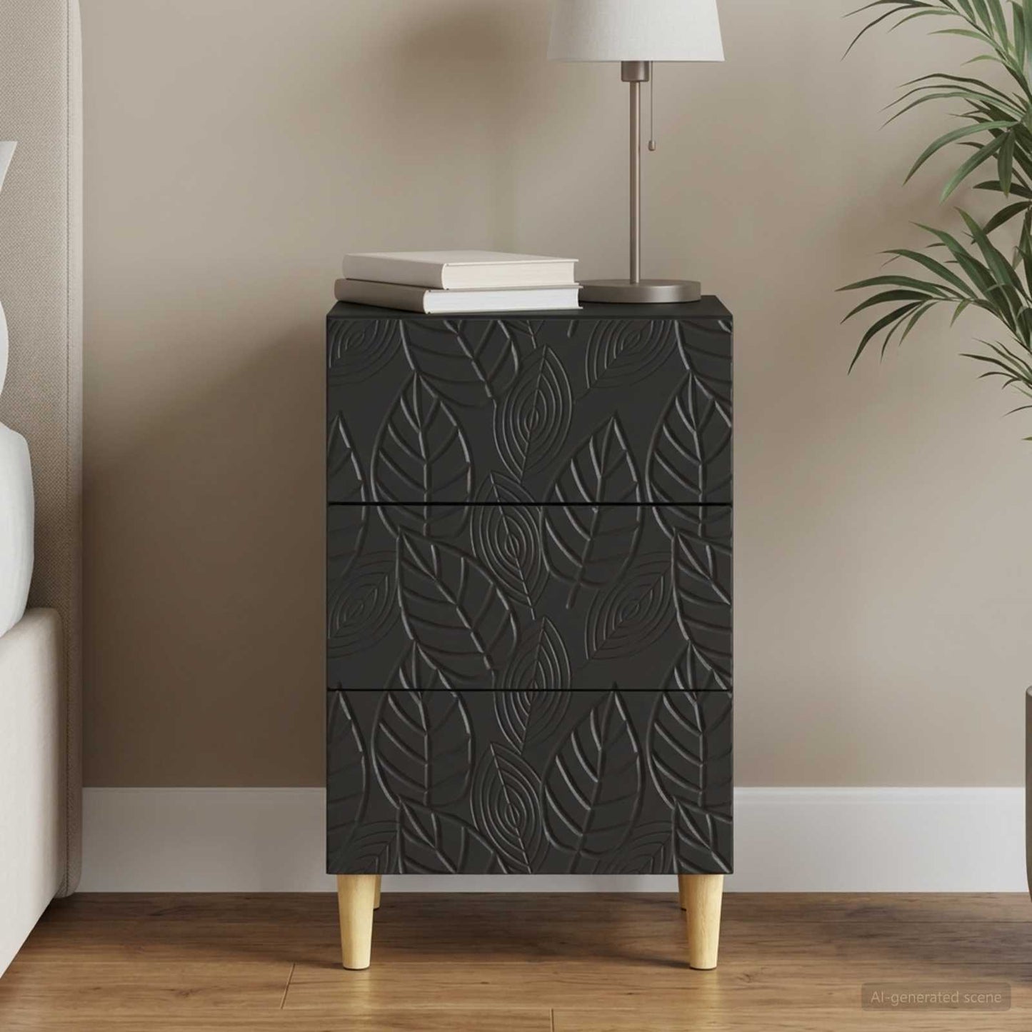 Nachttisch Schwarz 43 x 39,5 x 66,5 cm Holzwerkstoff