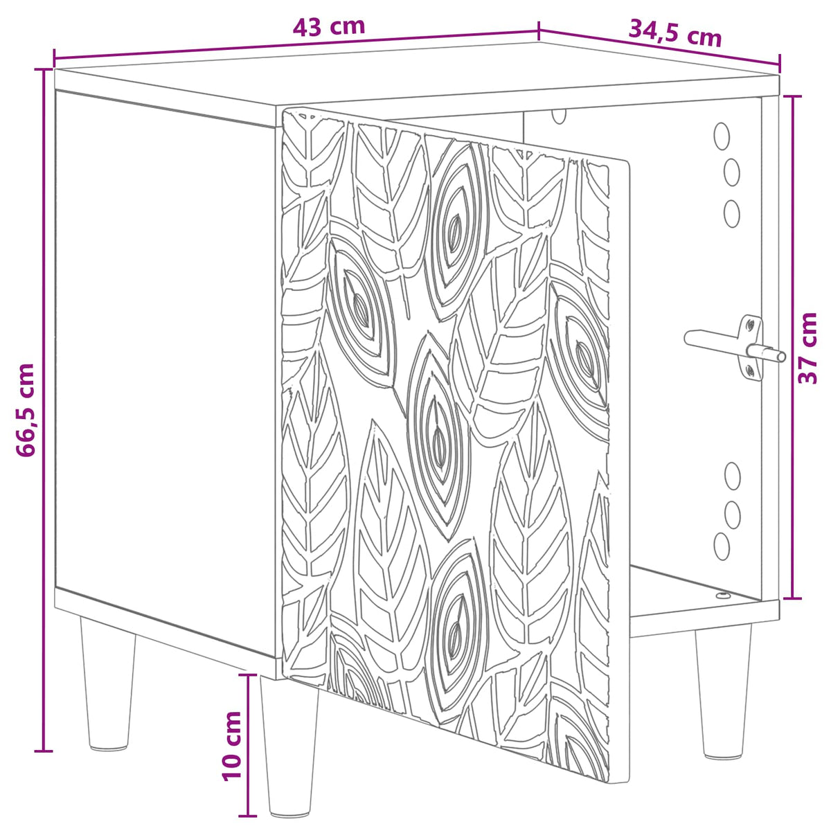 Nachttisch Altholz 43 x 34,5 x 50 cm Holzwerkstoff