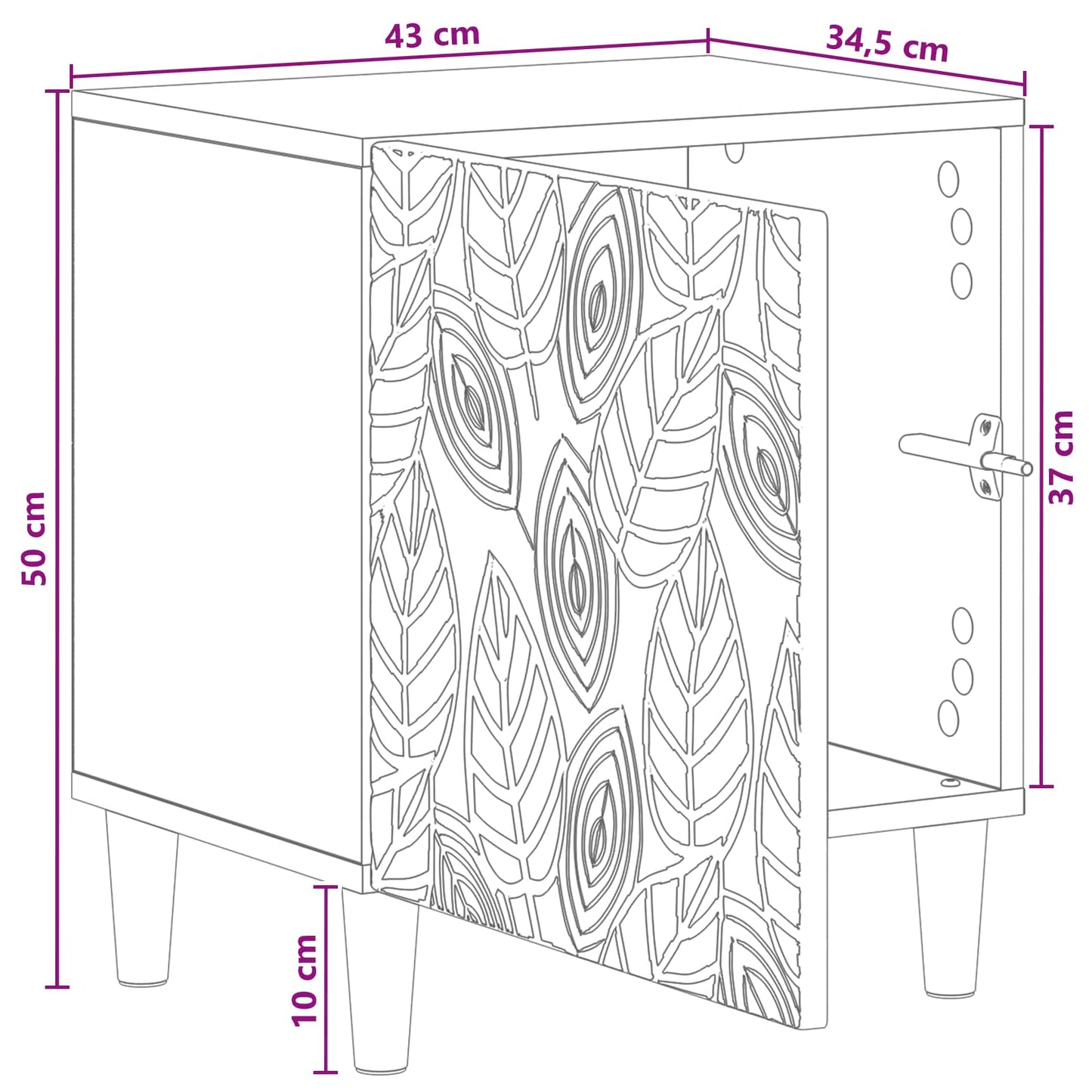 Nachttisch 2 Stk. Altholz 43 x 34,5 x 50 cm Holzwerkstoff