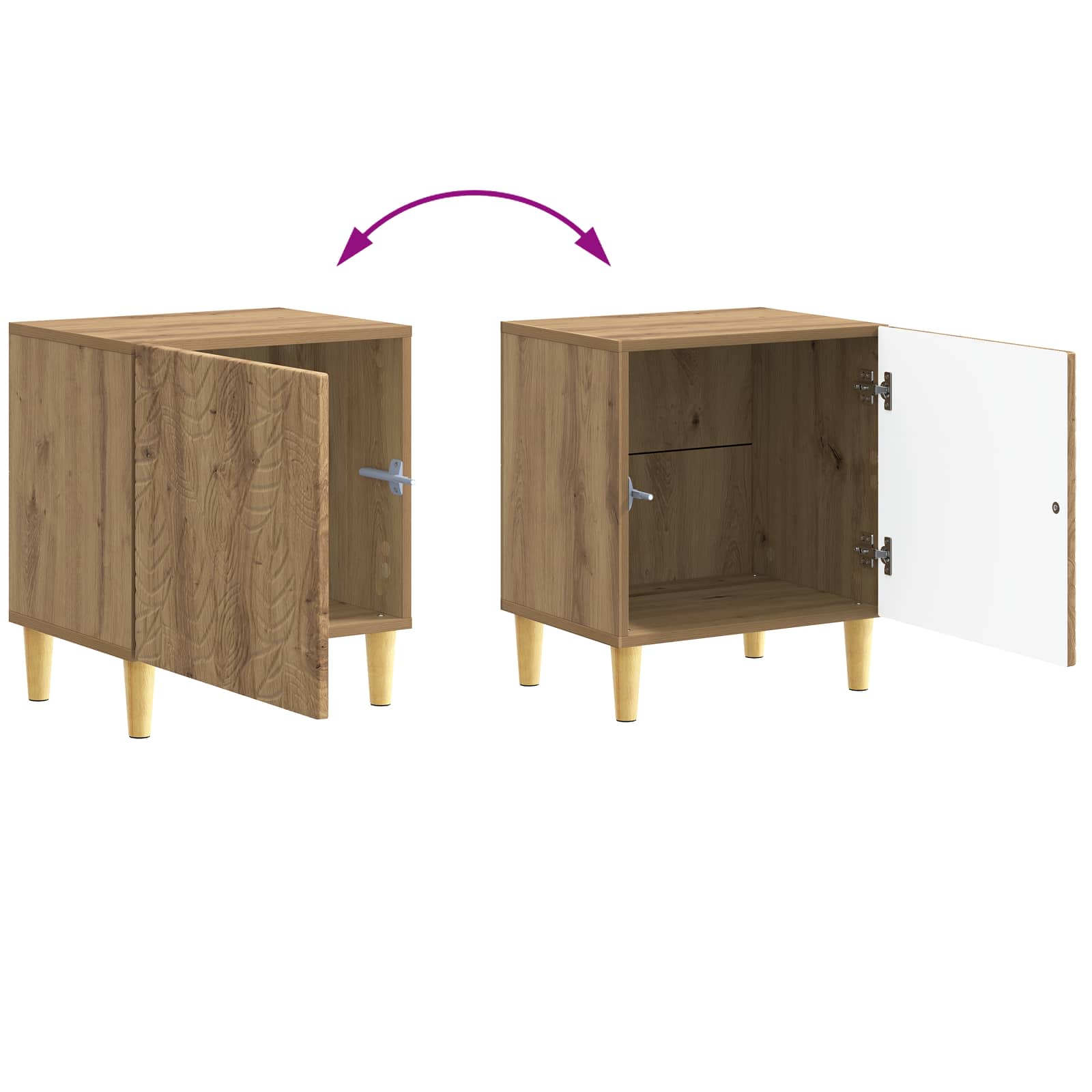 Nachttisch 2 stk. Artisan-Eiche 43 x 34,5 x 50 cm Holzwerkstoff