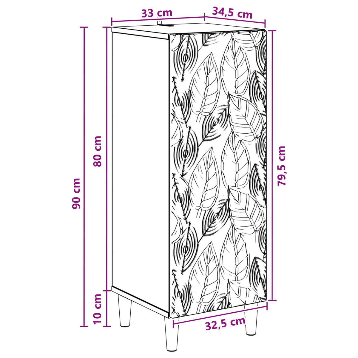 Sideboard Betongrau 33 x 34,5 x 90 cm Holzwerkstoff