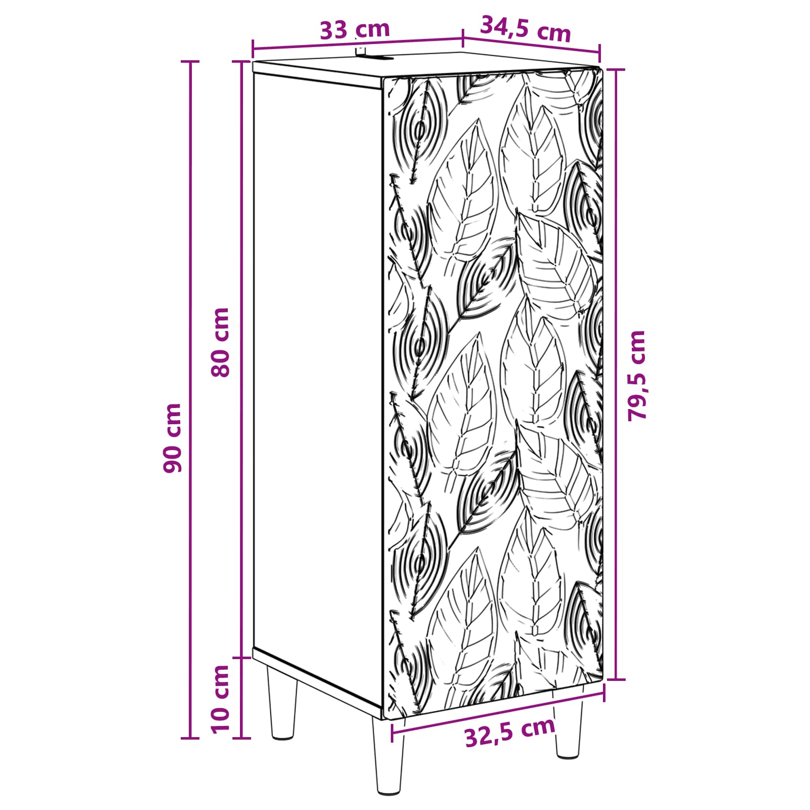 Sideboard Betongrau 33 x 34,5 x 90 cm Holzwerkstoff