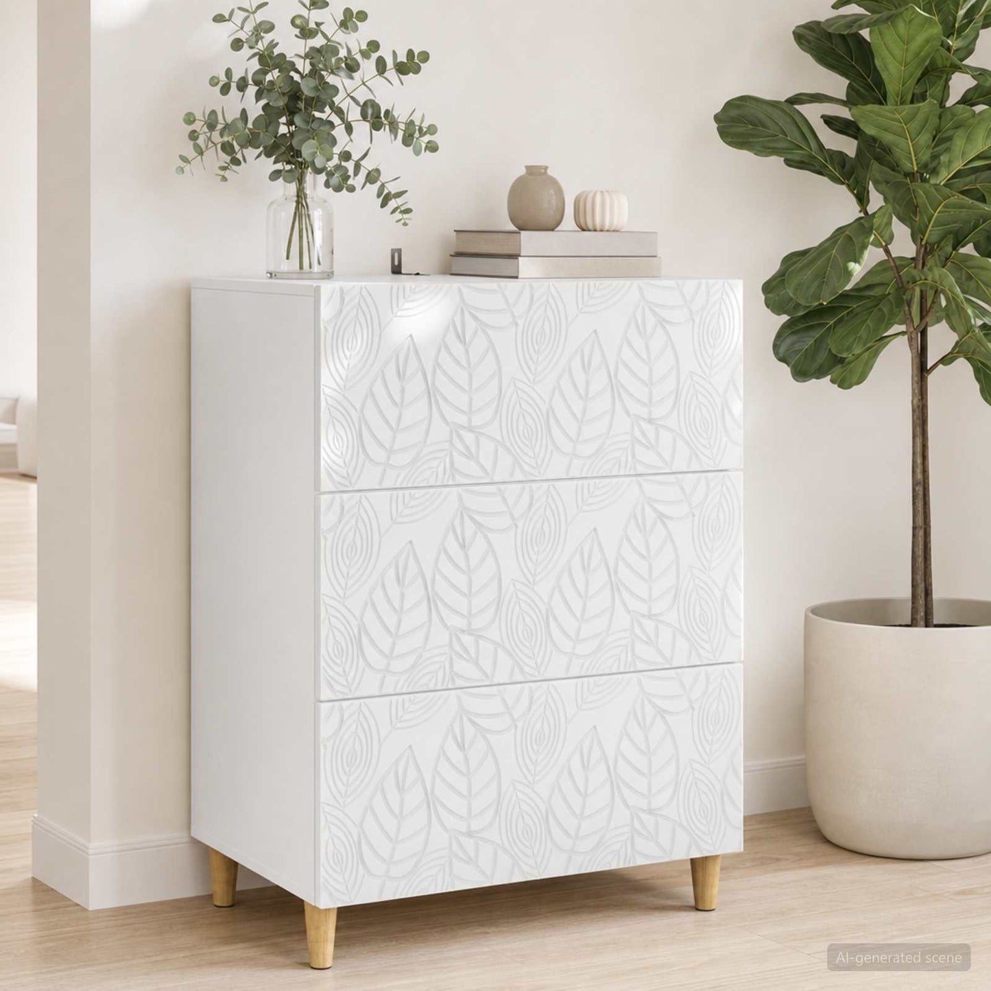 Schubladenschrank Weiß 66 x 34,5 x 90 cm Holzwerkstoff