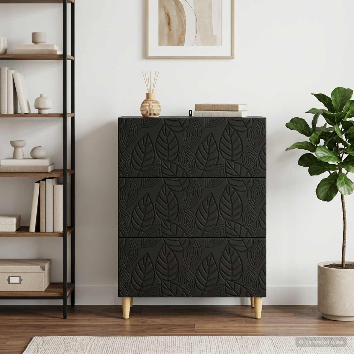 Schubladenschrank Schwarz 66 x 34,5 x 90 cm Holzwerkstoff