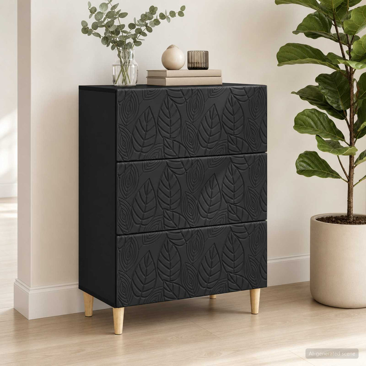 Schubladenschrank Schwarz 66 x 34,5 x 90 cm Holzwerkstoff