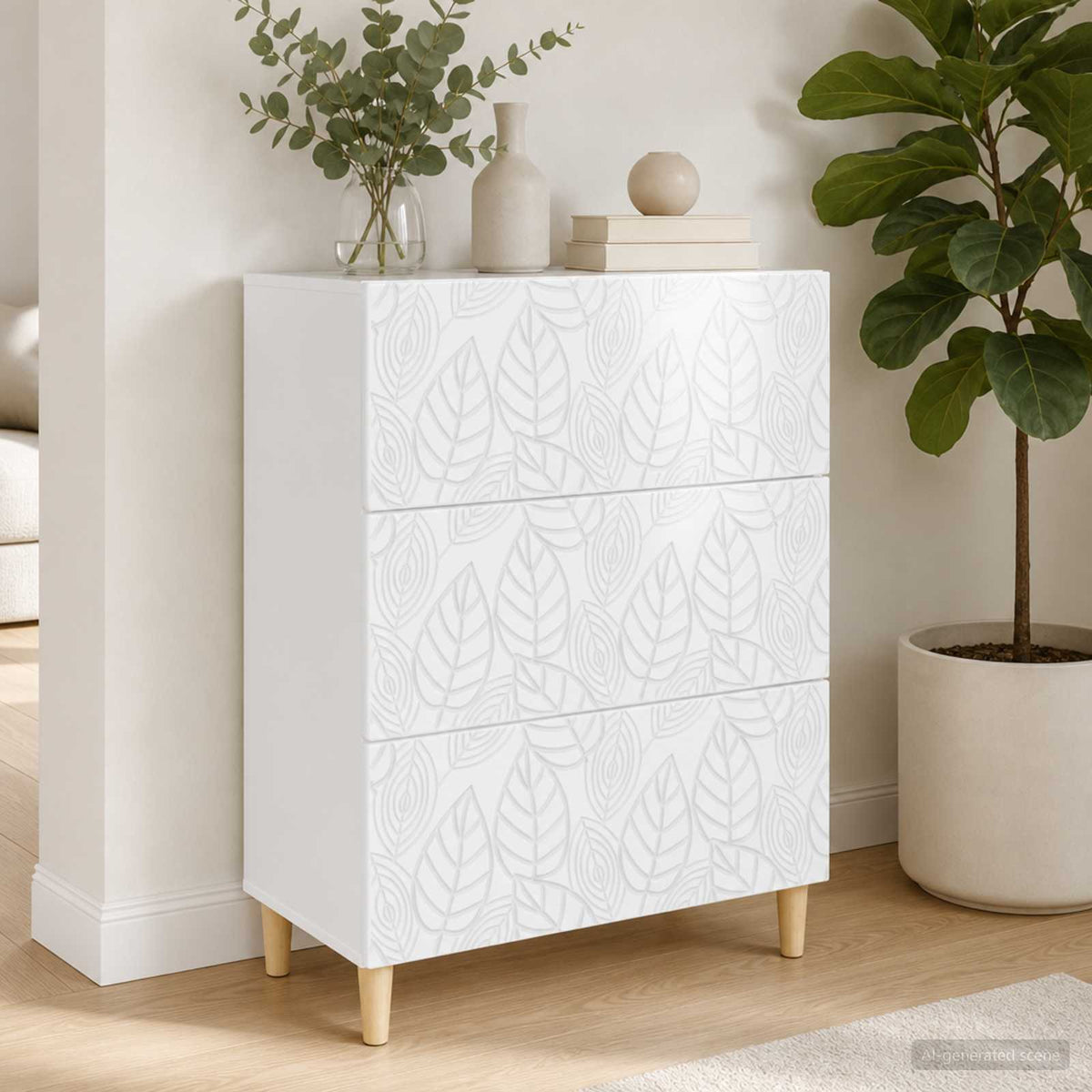 Schubladenschrank Hochglanz Weiß 66 x 34,5 x 90 cm