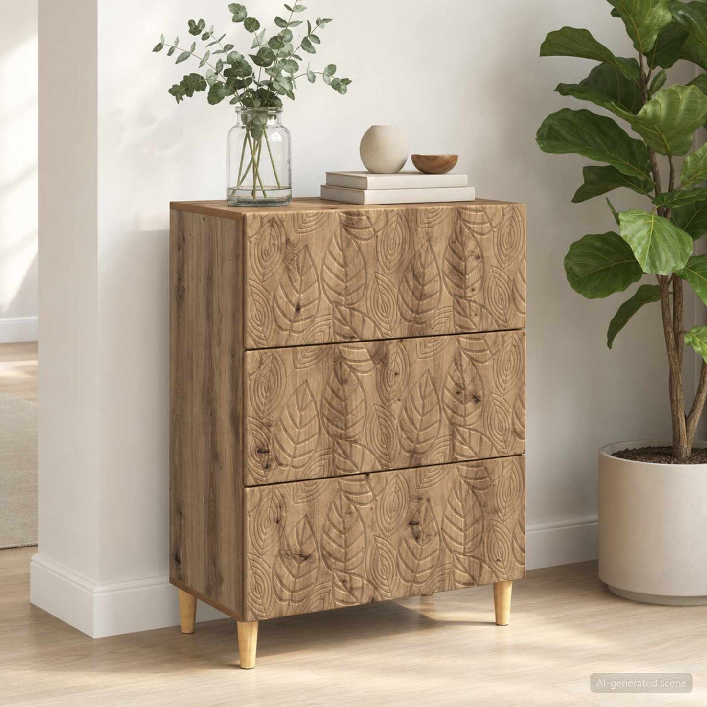 Schubladenschrank 66 x 34,5 x 90 cm Holzwerkstoff Artisan-Eiche