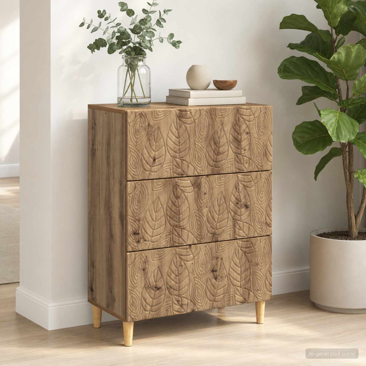 Schubladenschrank 66 x 34,5 x 90 cm Holzwerkstoff Artisan-Eiche