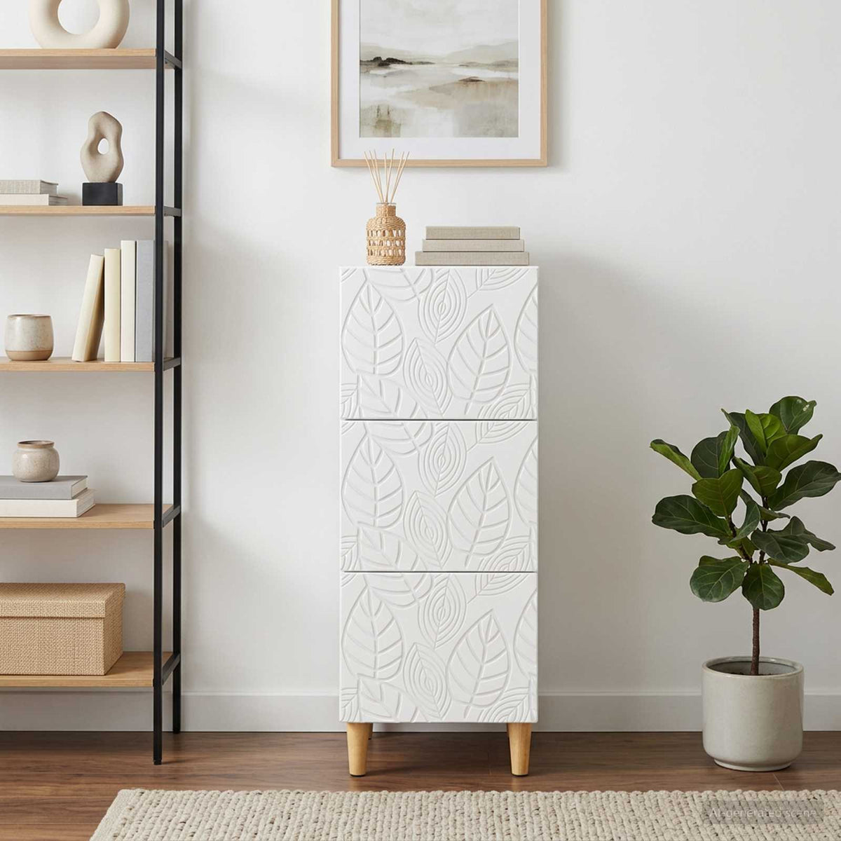 Schubladenschrank 33 x 34,5 x 90 cm Holzwerkstoff Weiß