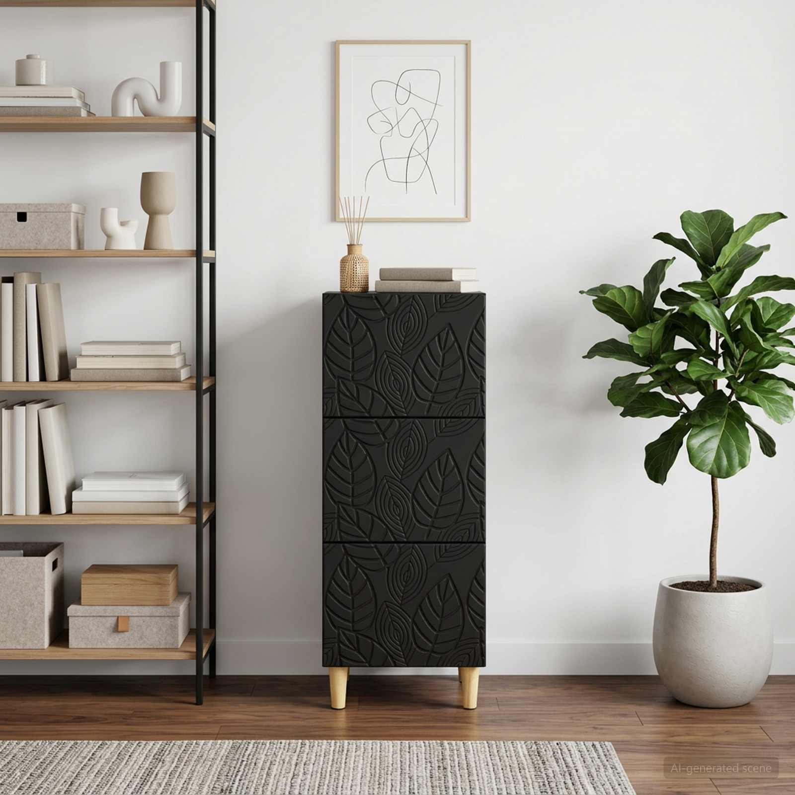 Schubladenschrank Schwarz 33 x 34,5 x 90 cm Holzwerkstoff