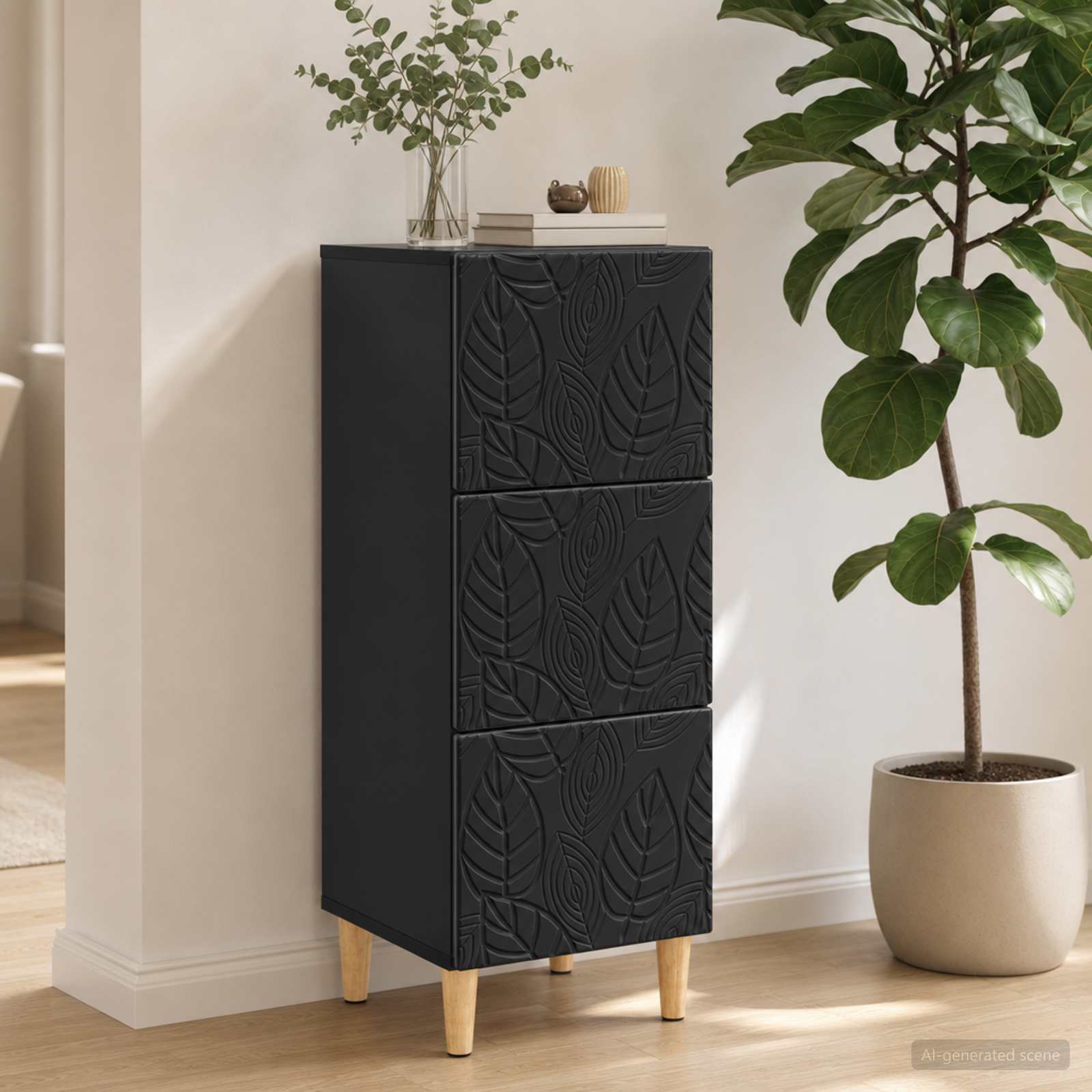 Schubladenschrank Schwarz 33 x 34,5 x 90 cm Holzwerkstoff