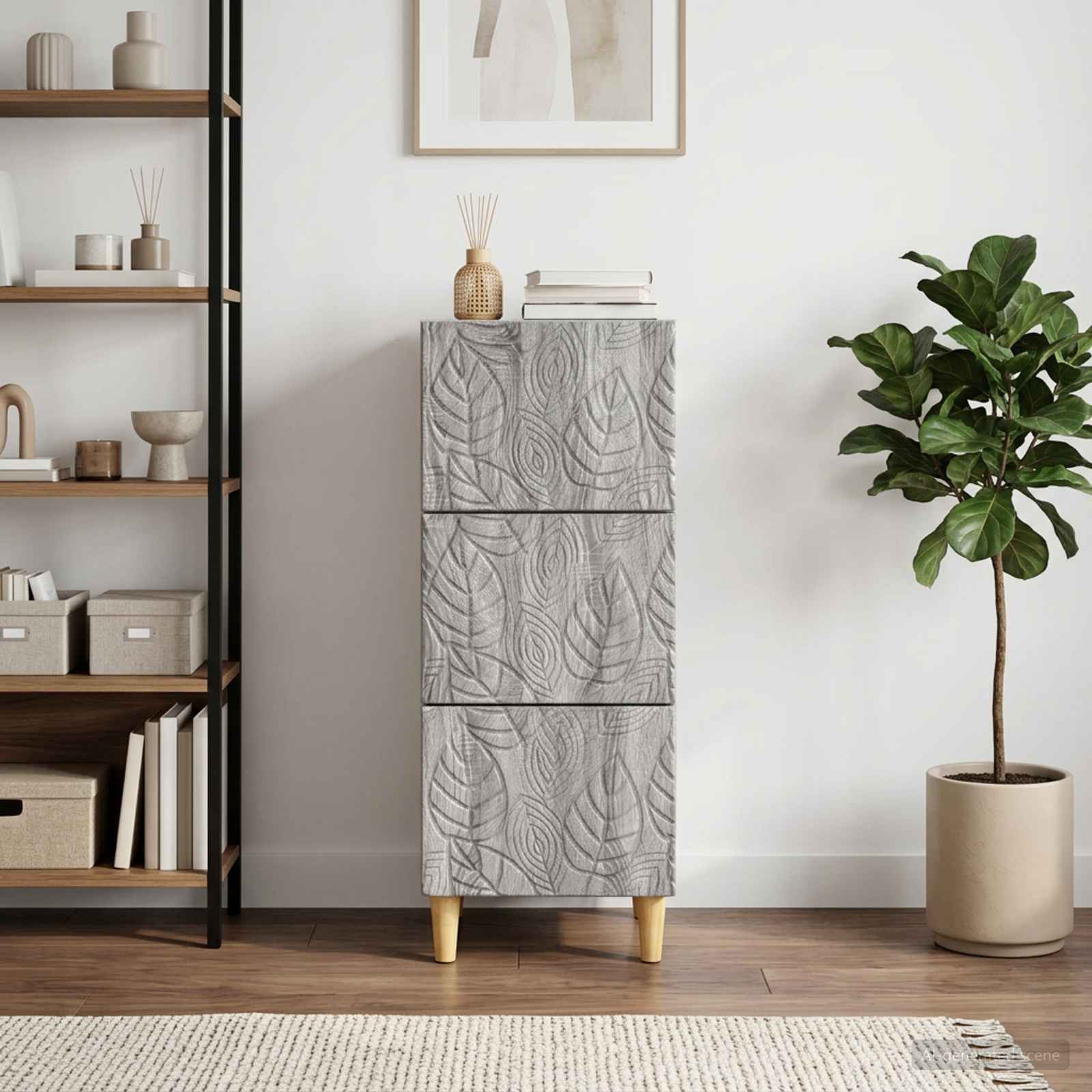 Schubladenschrank Grau Sonoma 33 x 34,5 x 90 cm Holzwerkstoff