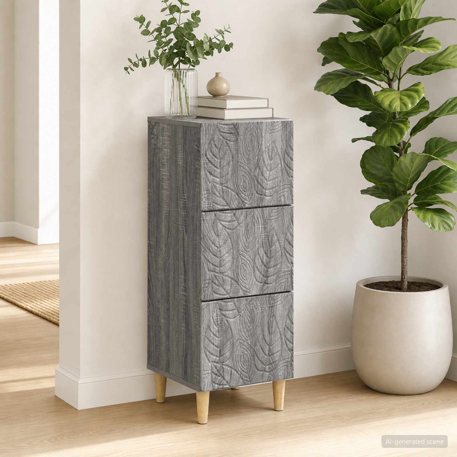 Schubladenschrank Grau Sonoma 33 x 34,5 x 90 cm Holzwerkstoff