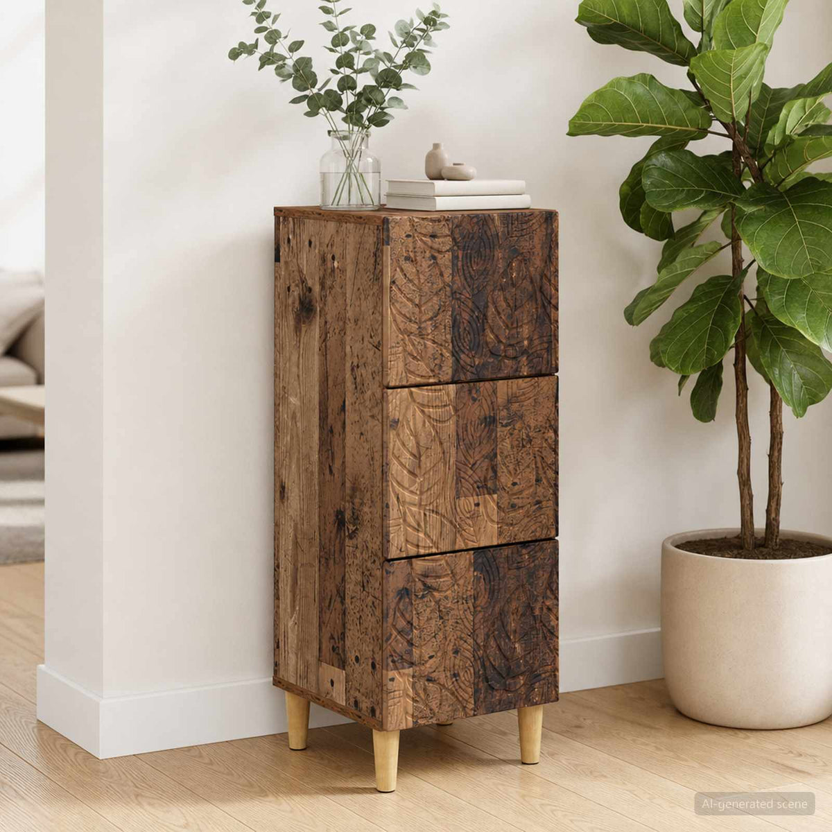 Schubladenschrank Altholz 33 x 34,5 x 90 cm Holzwerkstoff