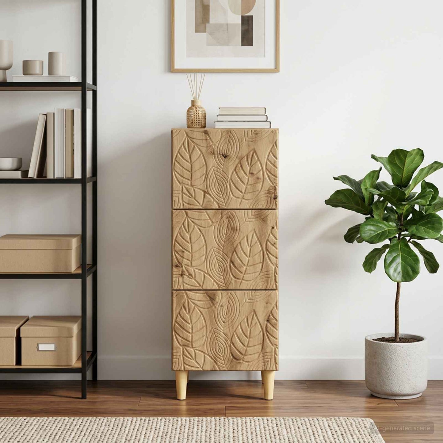 Schubladenschrank 33 x 34,5 x 90 cm Holzwerkstoff Artisan-Eiche