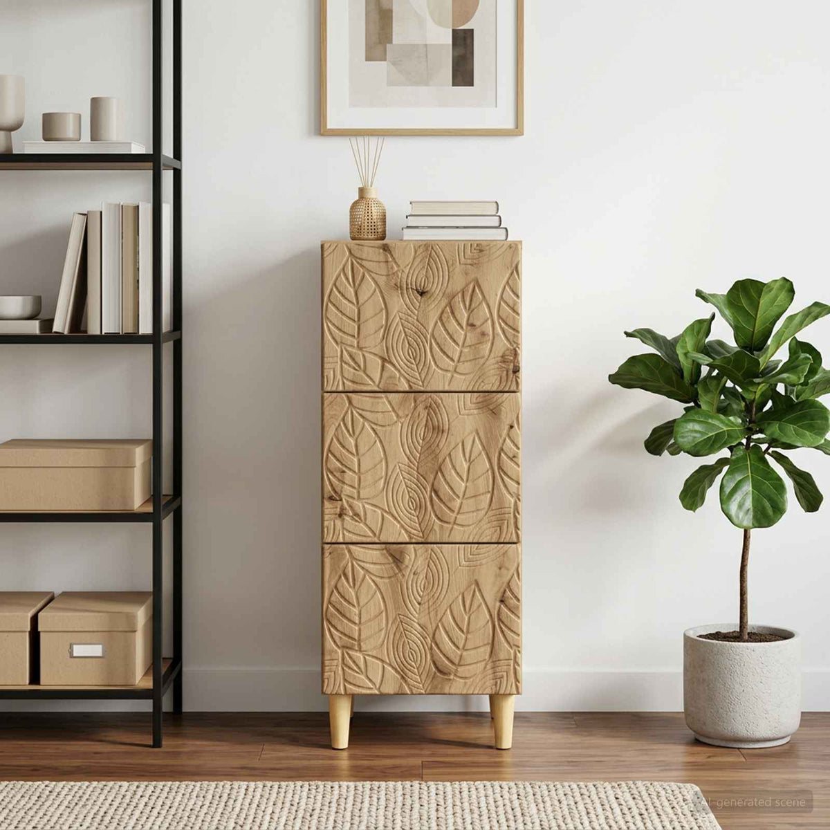 Schubladenschrank 33 x 34,5 x 90 cm Holzwerkstoff Artisan-Eiche