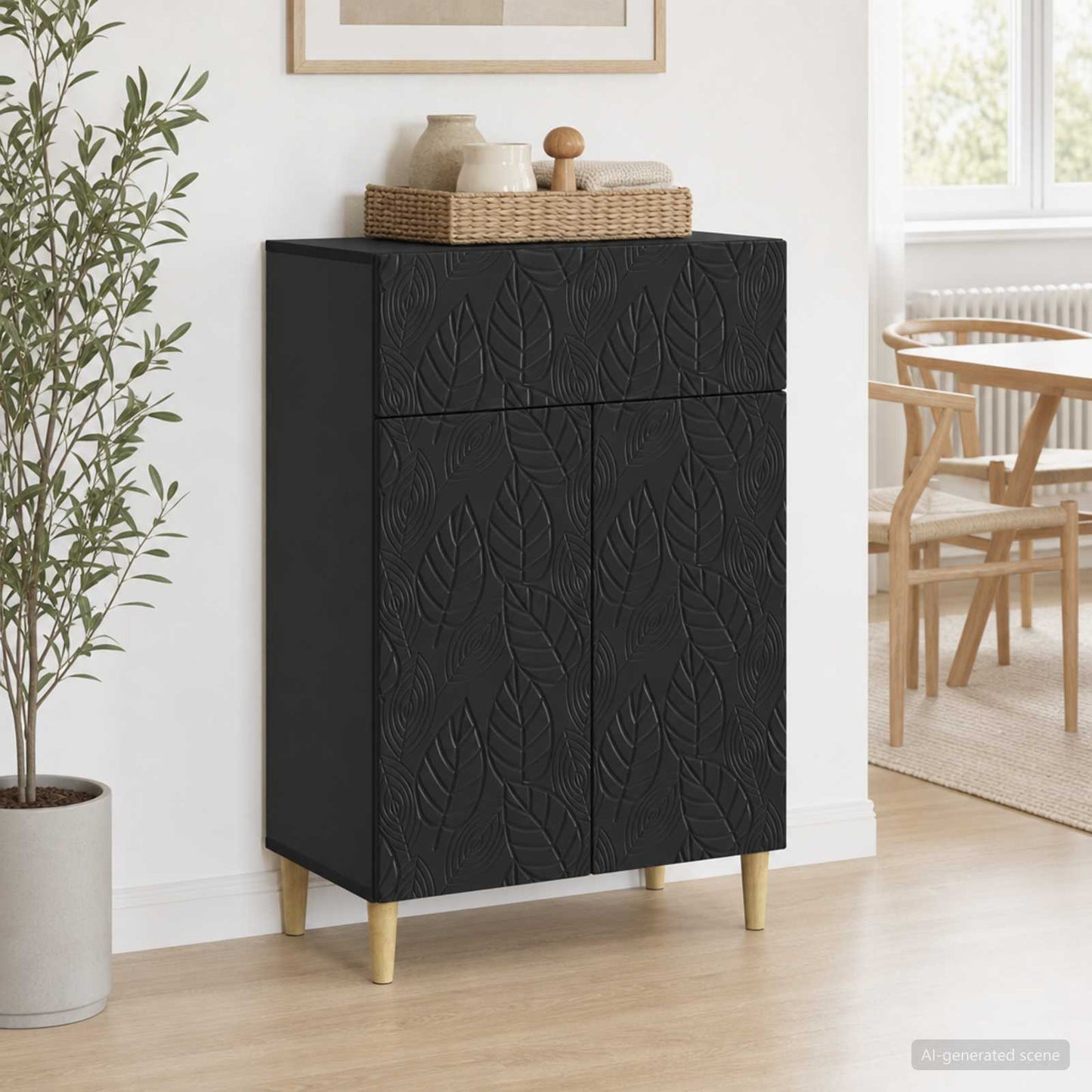 Sideboard Schwarz 66 x 34,5 x 90 cm Holzwerkstoff