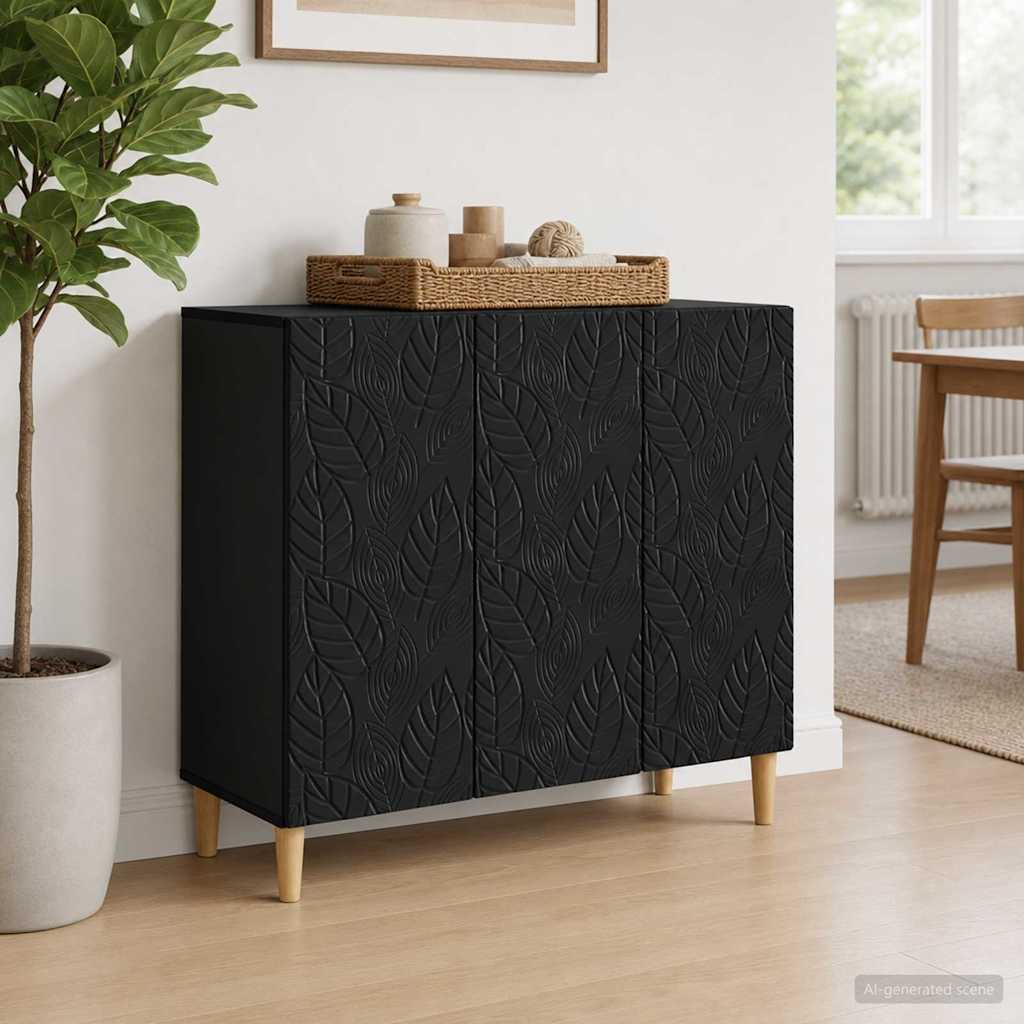 Sideboard Schwarz 89 x 34,5 x 80 cm Holzwerkstoff