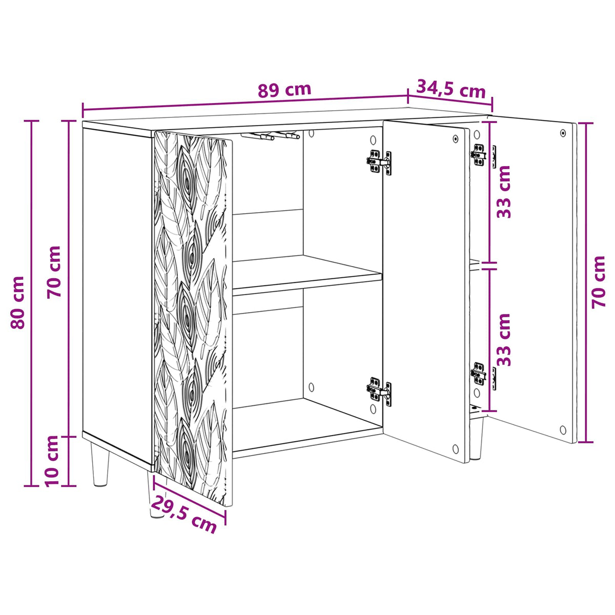 Sideboard Sonoma-Eiche 89 x 34,5 x 80 cm Holzwerkstoff