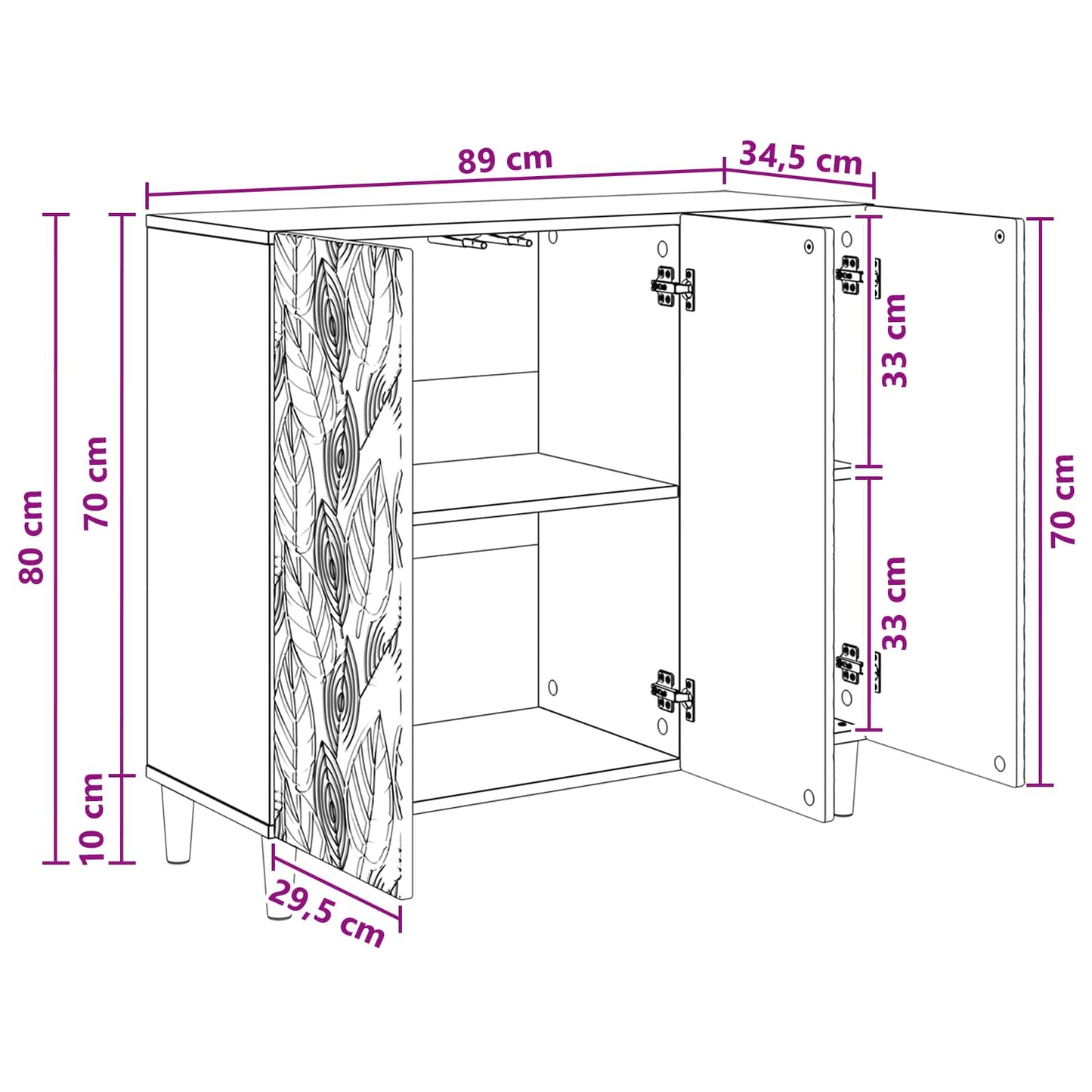 Sideboard Betongrau 89 x 34,5 x 80 cm Holzwerkstoff