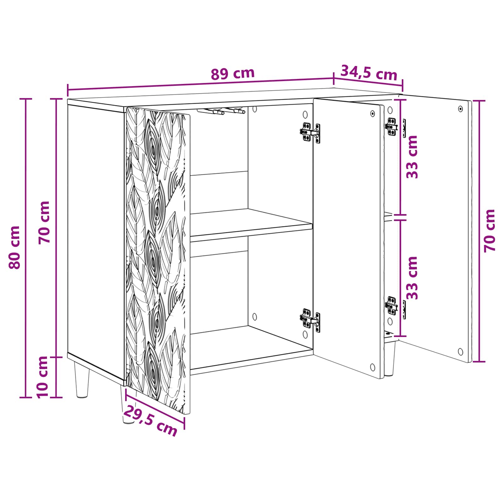 Sideboard Geräucherte Eiche 89 x 34,5 x 80 cm Holzwerkstoff