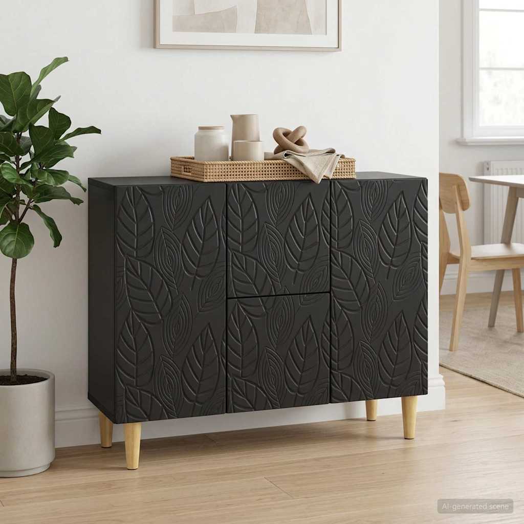 Sideboard Schwarz 89 x 34,5 x 60 cm Holzwerkstoff