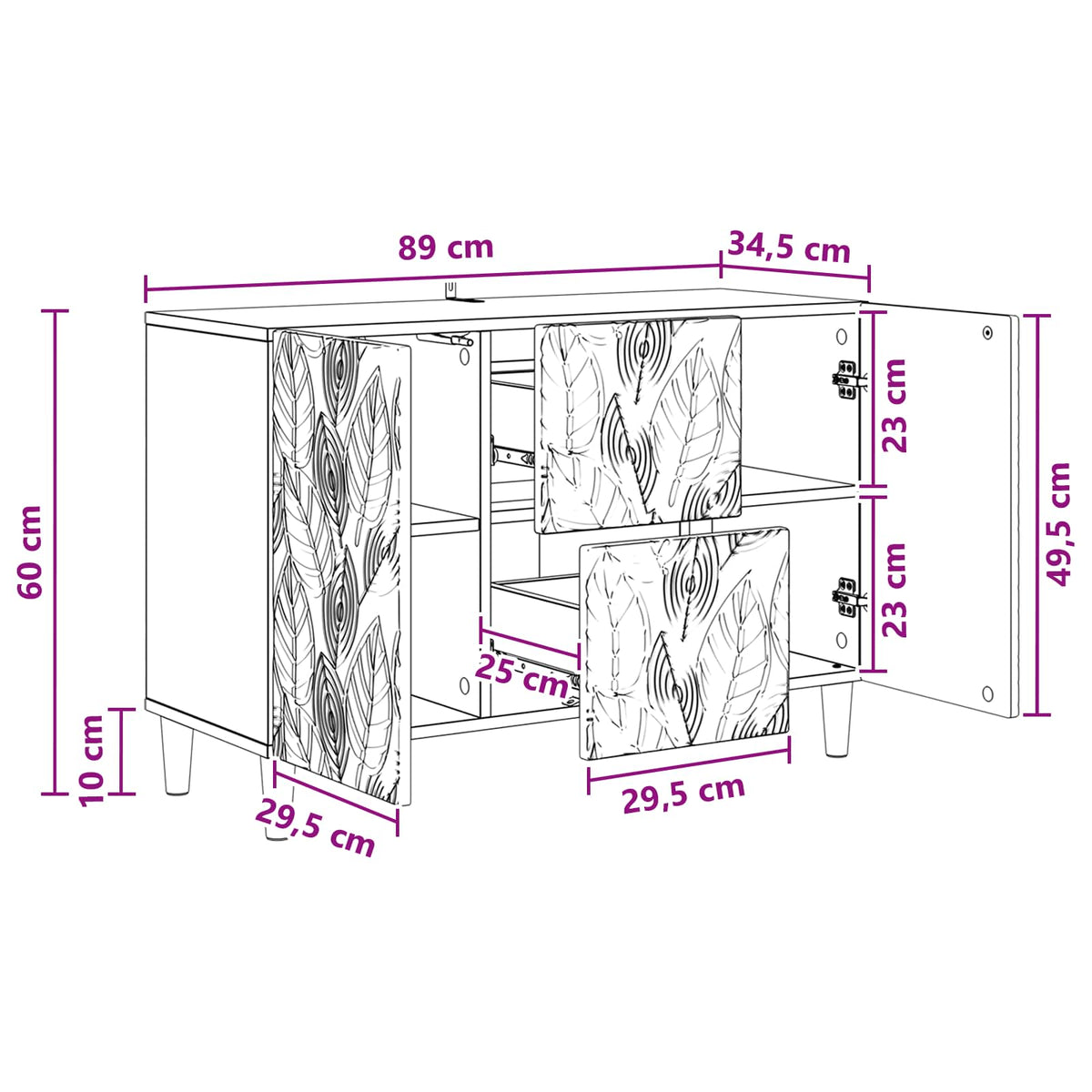 Sideboard Sonoma-Eiche 89 x 34,5 x 60 cm Holzwerkstoff