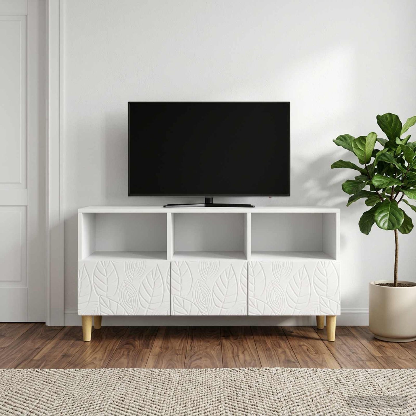 TV-Schränk 102 x 34,5 x 50 cm Hochglanz Weiß Holzwerkstoff