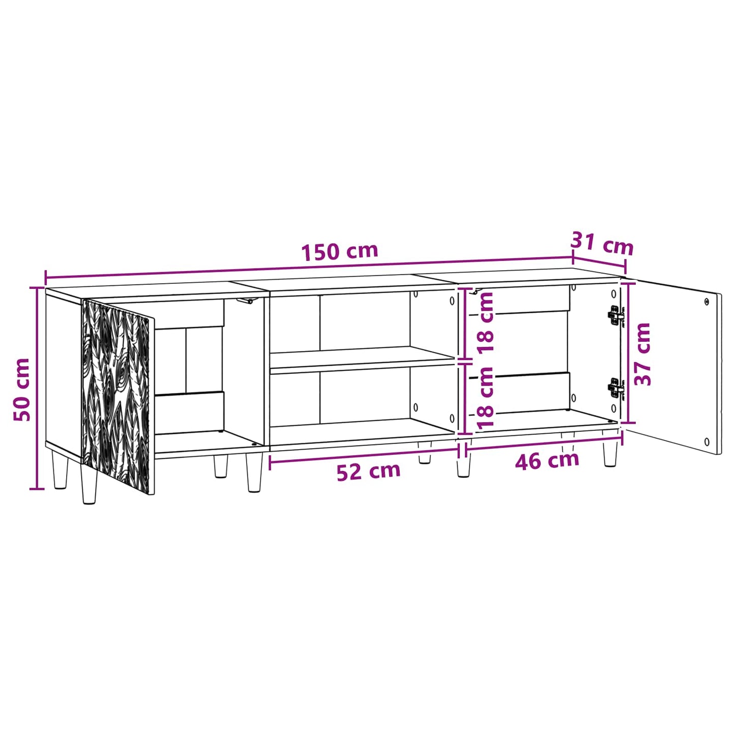 TV-Schränk 150 x 31 x 50 cm Altholz Holzwerkstoff