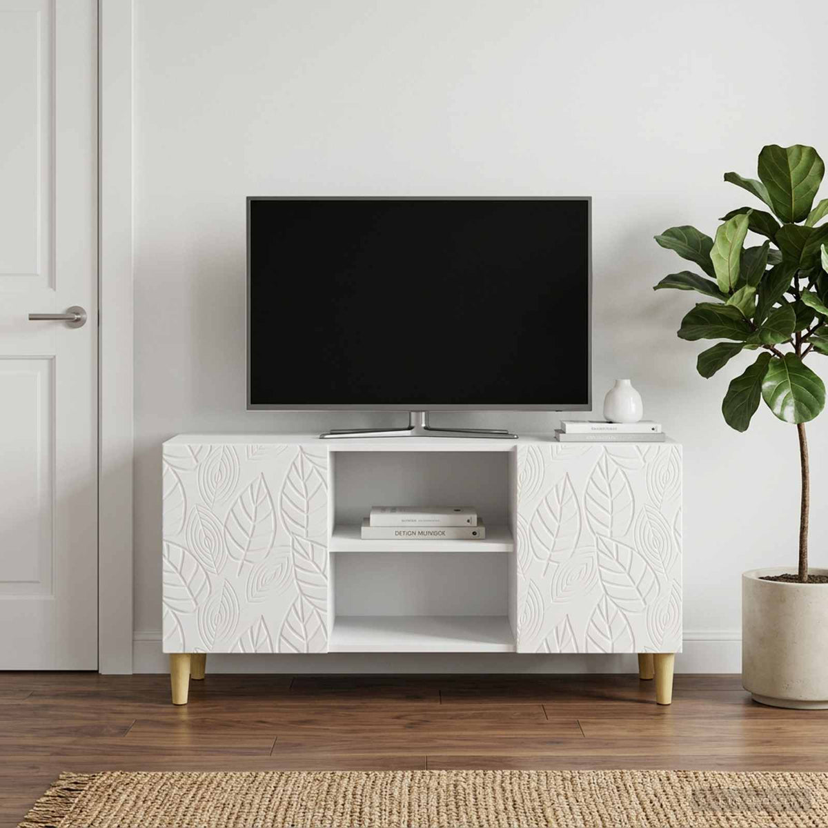 TV-Schränk 102 x 34,5 x 50 cm Hochglanz Weiß Holzwerkstoff