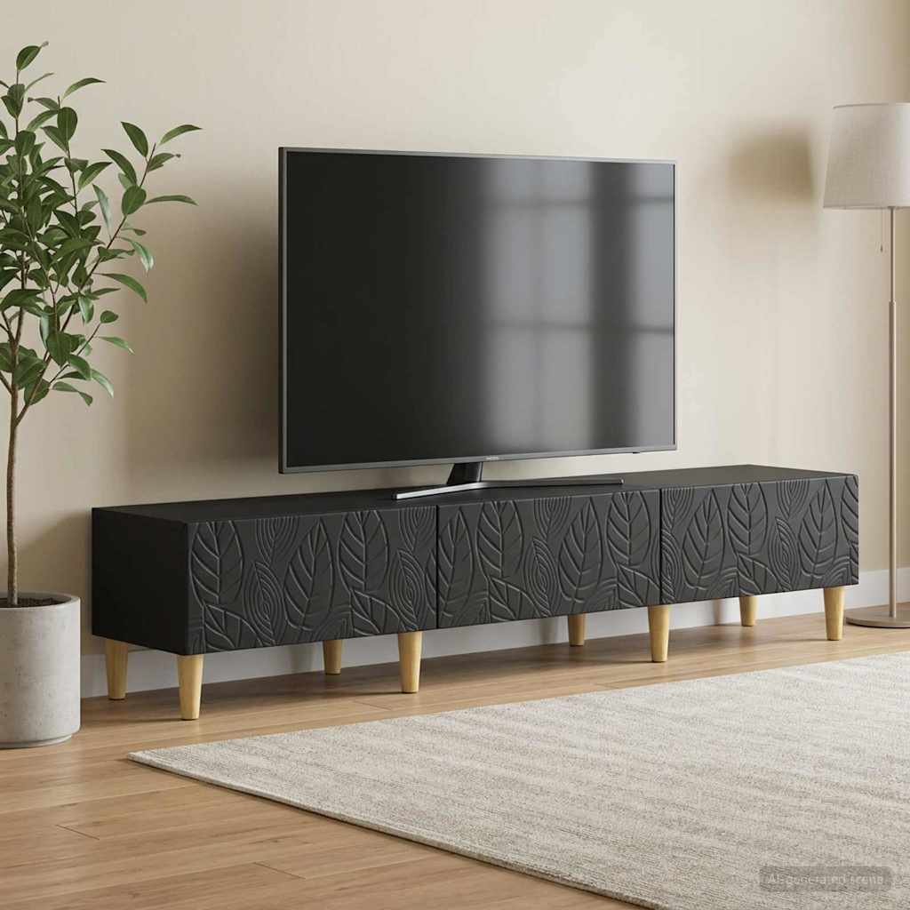 TV-Schränk 147 x 34,5 x 30 cm Schwarz Holzwerkstoff