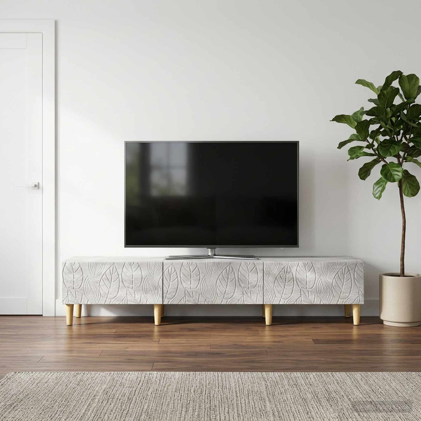 TV-Schränk 147 x 34,5 x 30 cm Betongrau Holzwerkstoff