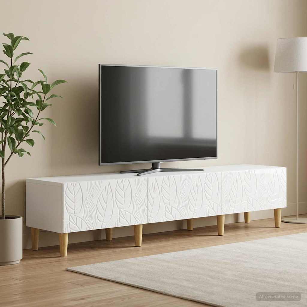 TV-Schränk 147 x 34,5 x 30 cm Hochglanz Weiß Holzwerkstoff