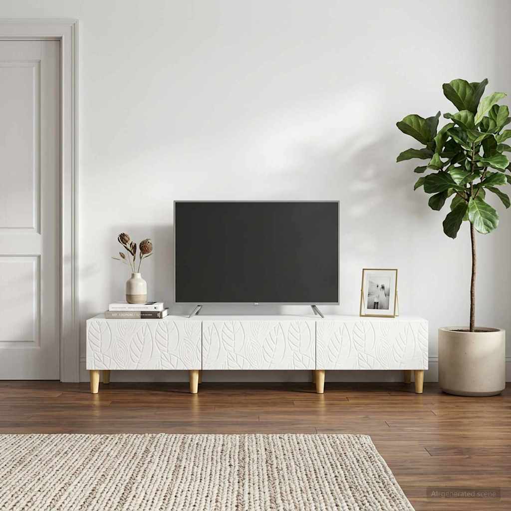 TV-Schränk 147 x 34,5 x 30 cm Hochglanz Weiß Holzwerkstoff