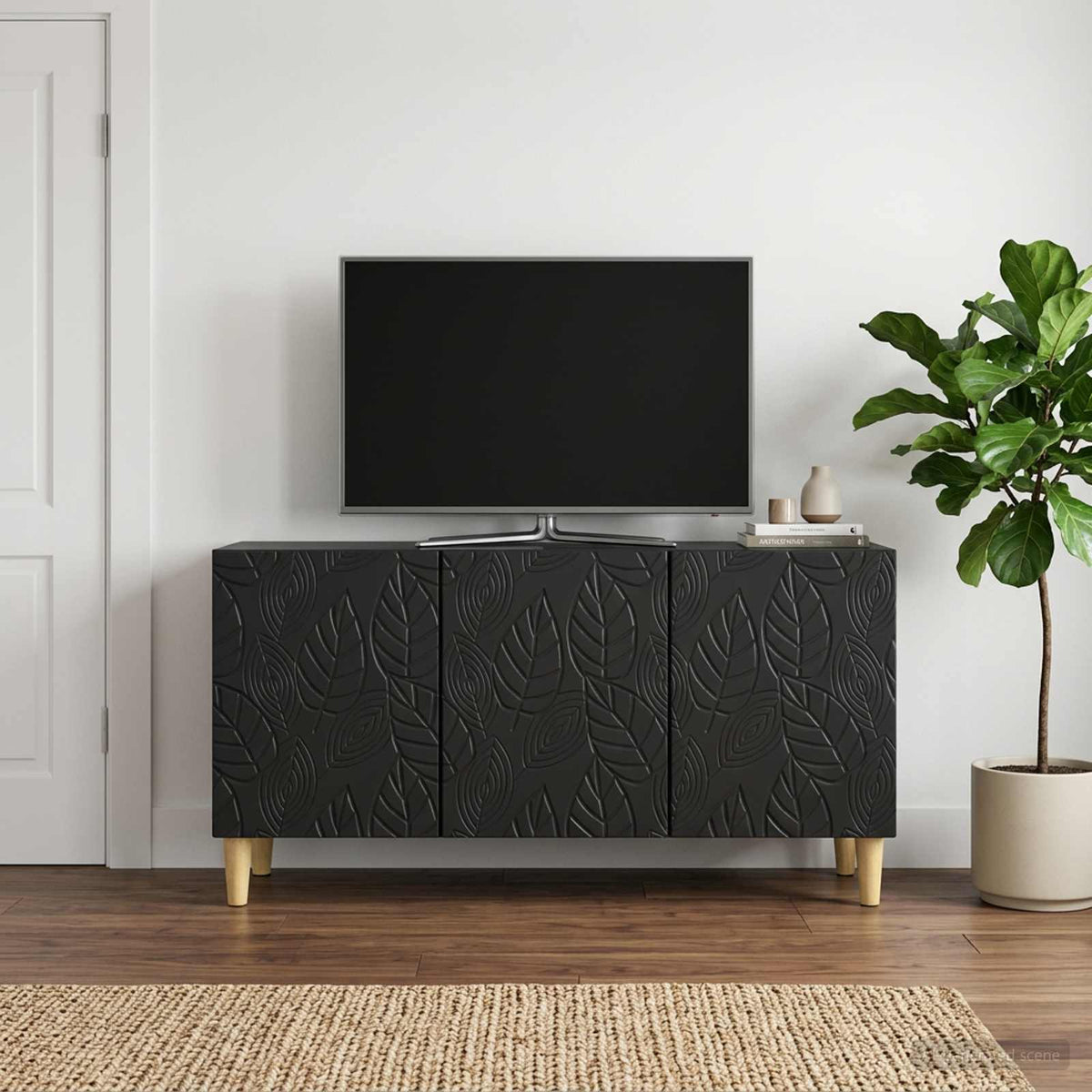 TV-Schränk 99 x 34,5 x 50 cm Schwarz Holzwerkstoff