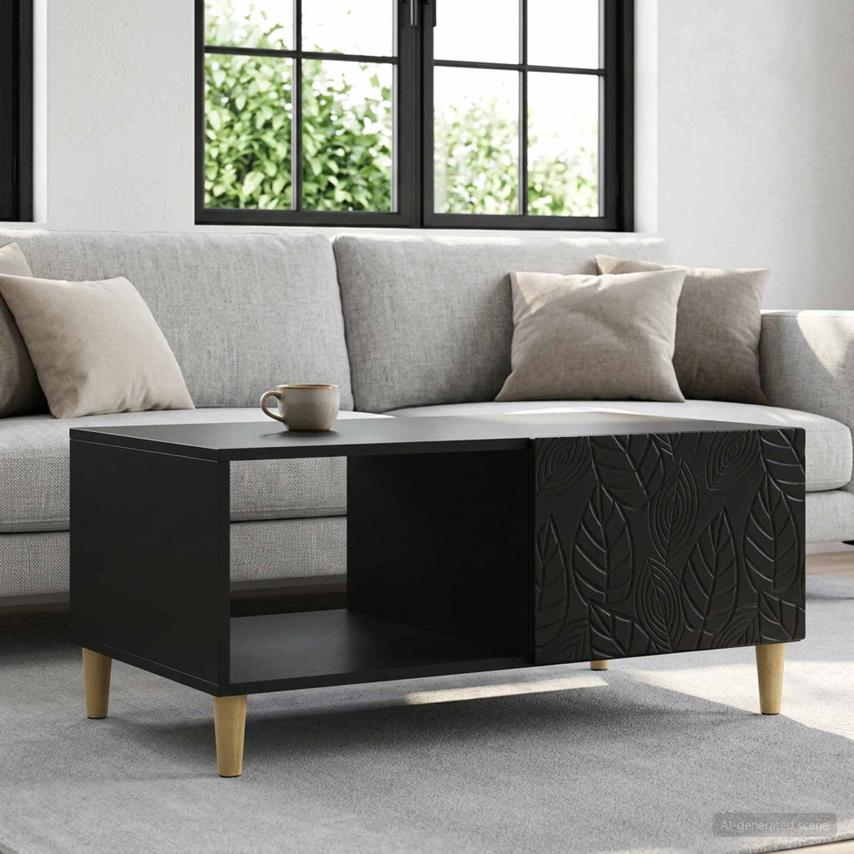 Couchtisch Schwarz 90 x 50 x 40 cm Holzwerkstoff