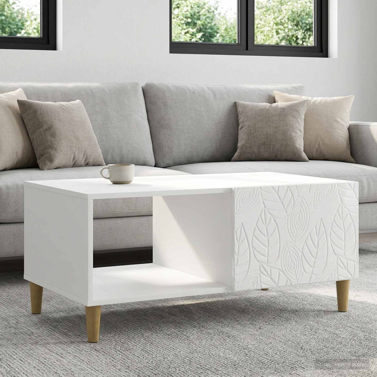 Couchtisch Hochglanz Weiß 90 x 50 x 40 cm Holzwerkstoff