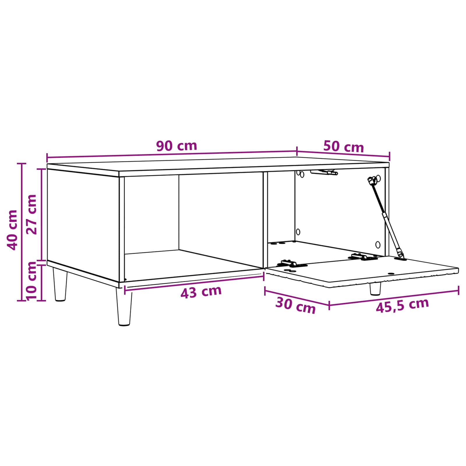 Couchtisch Artisan-Eiche 90 x 50 x 40 cm Holzwerkstoff