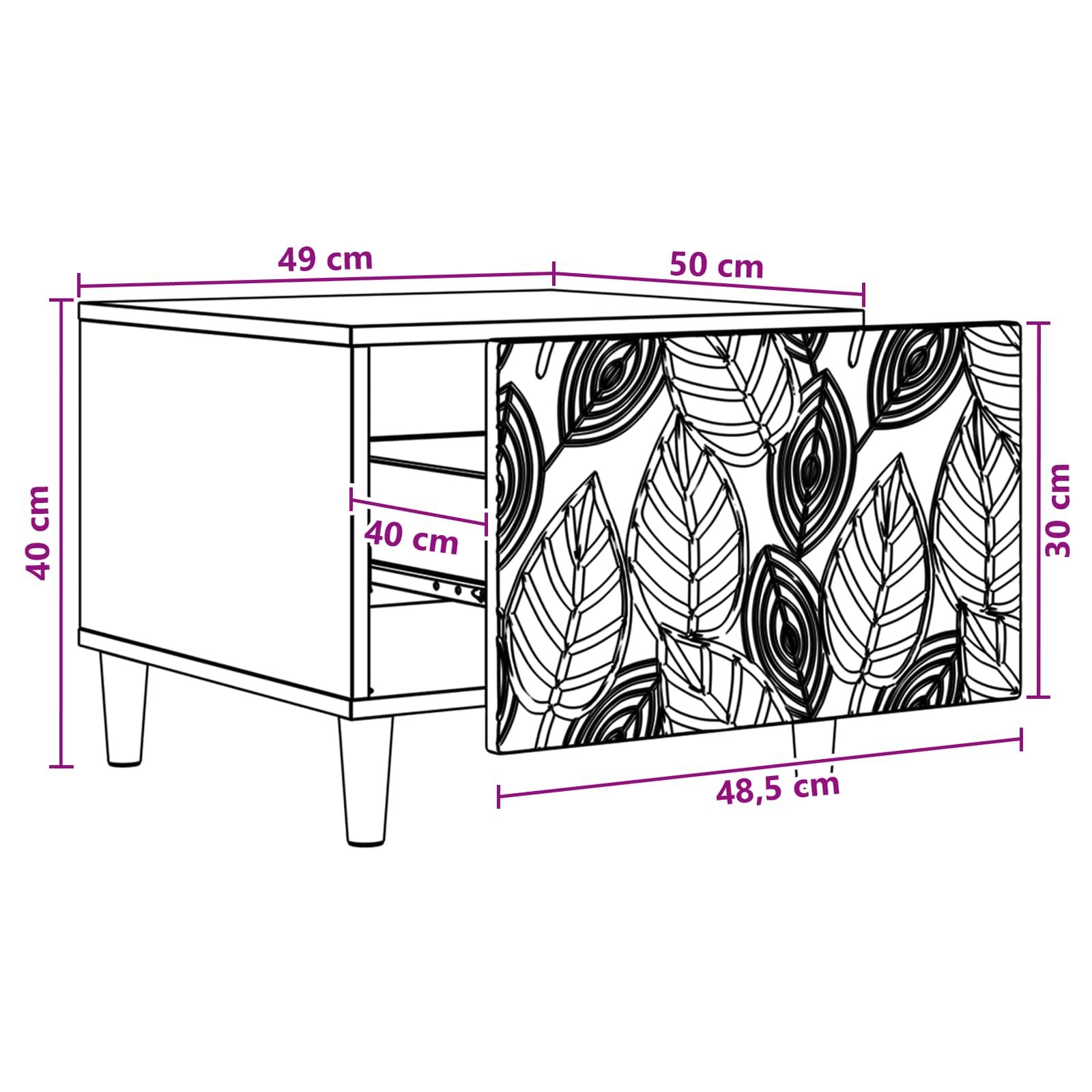 Couchtisch Sonoma-Eiche 50 x 49 x 40 cm Holzwerkstoff